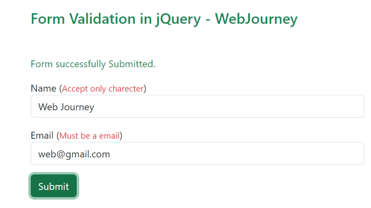 Form Validation in Jquery - WebJourney